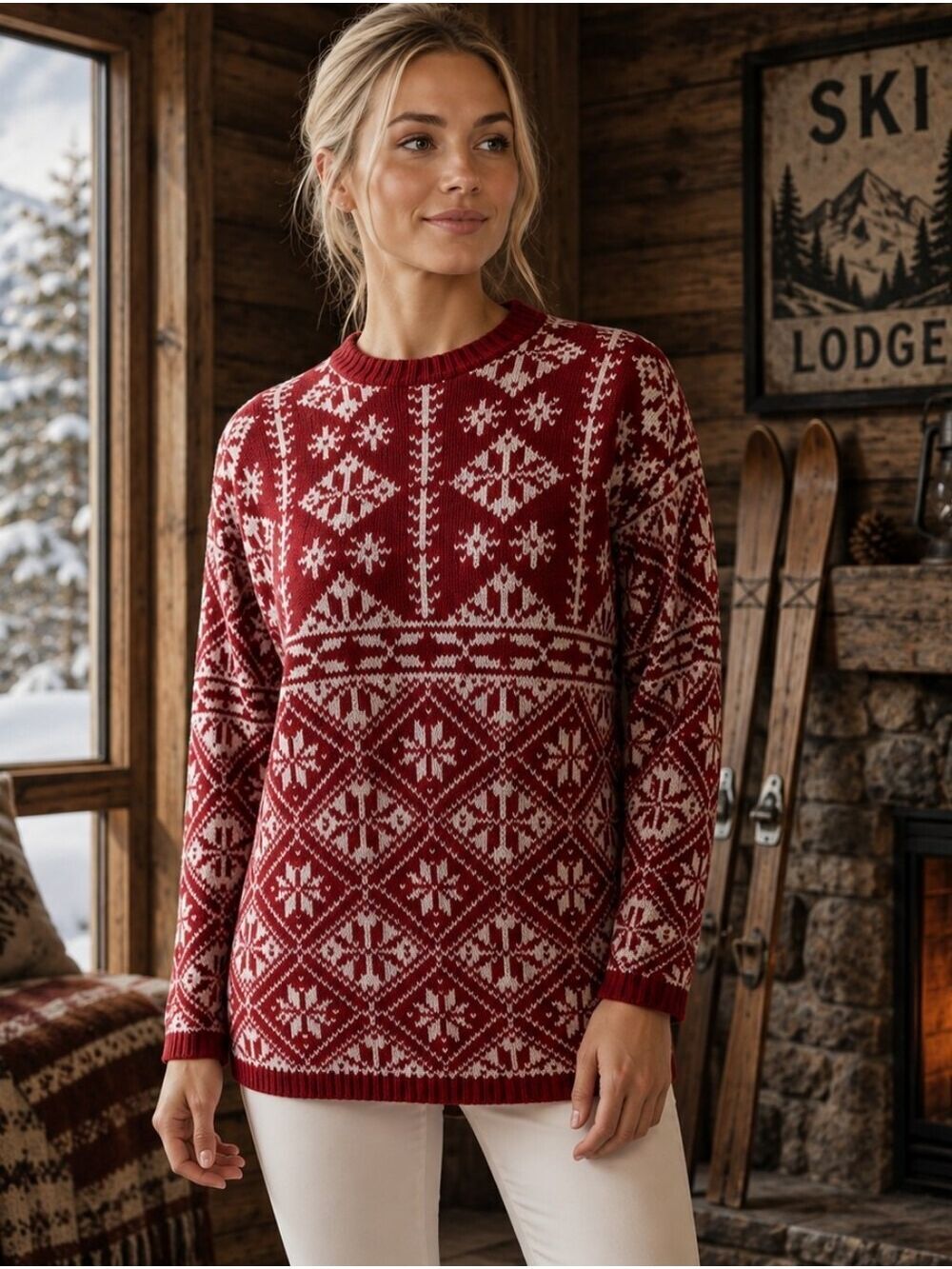 Vintage Squaw Valley Fair Isle Snowflake Wool Sweater, Size M